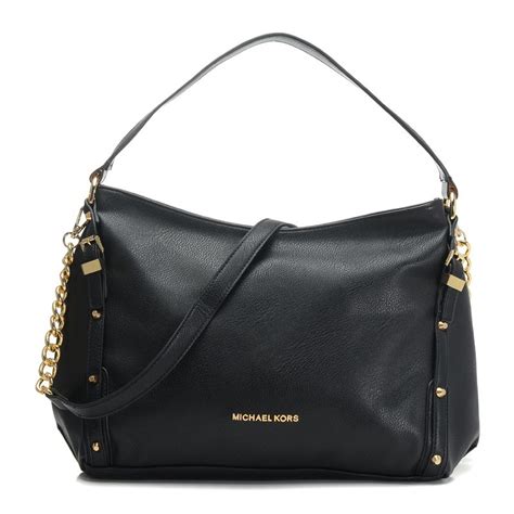 michael kors leigh stud large black shoulder bag|Michael Kors bag.